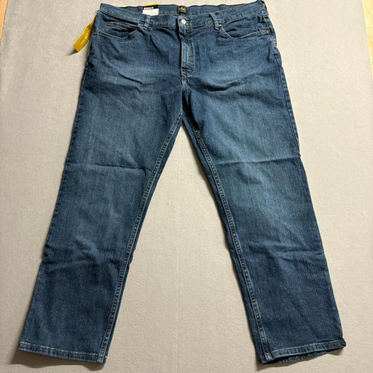 Lee Regular Fit Straight Leg Jeans Mens 42x30 Blue Comfort Stretch Denim New