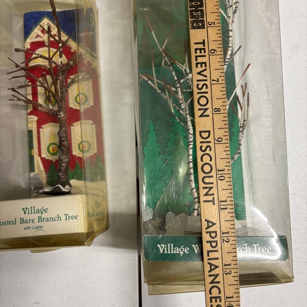 Department 56 Village Winter Birch Tree and Frosted Bare Branch Tree Lot of