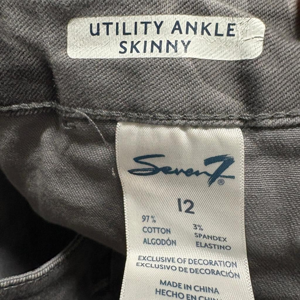 Seven7 Utility Ankle Skinny Jeans Womens 12 Camo Gray Stretch Denim Pants