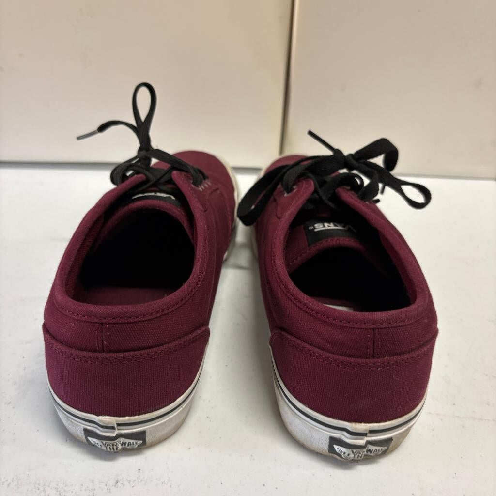 Vans Atwood Burgundy Maroon Canvas Mens Size 10 Low Top Skate Shoes Black Laces