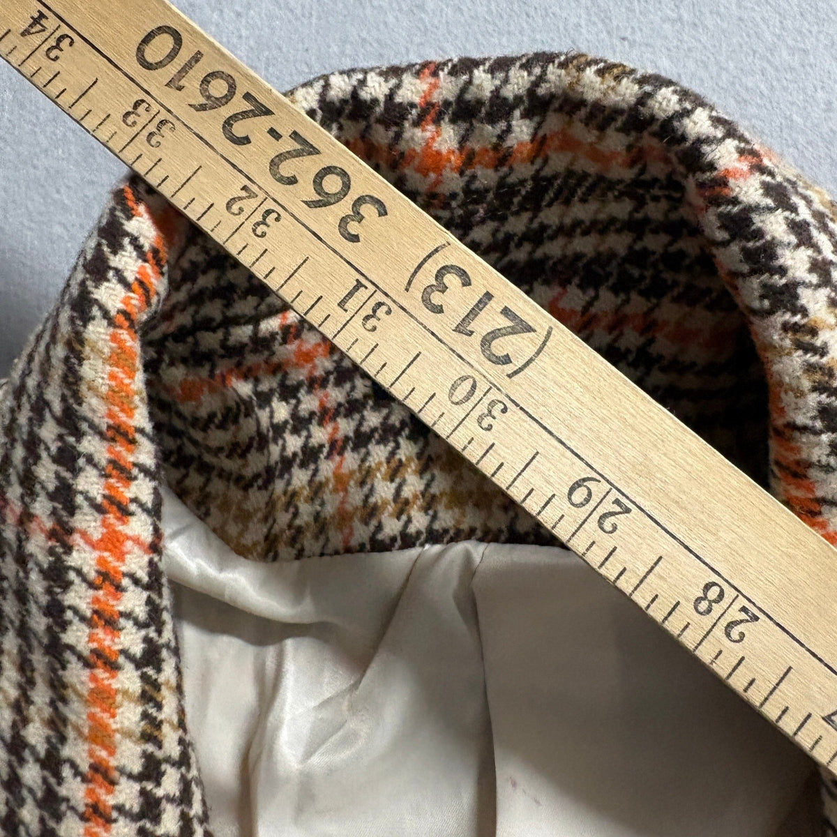 Shein Plaid Blazer Jacket Womens Small Brown Orange Houndstooth Tweed Style Coat