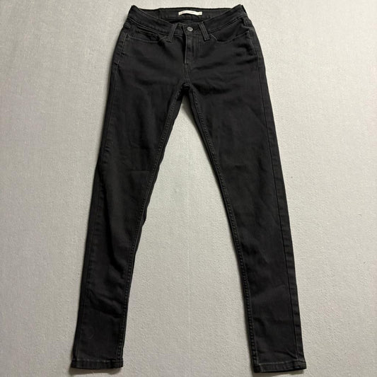 Levis 535 Super Skinny Jeans Womens 27x30 Black Denim Stretch Low Rise