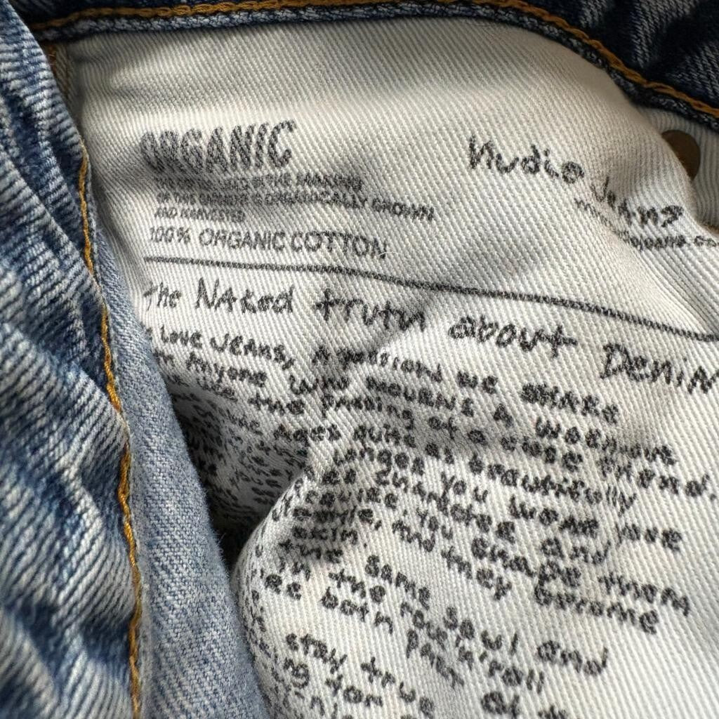 Nudie Jeans Co Mens 28x30 Blue Denim 100% Organic Cotton Straight Leg Jeans
