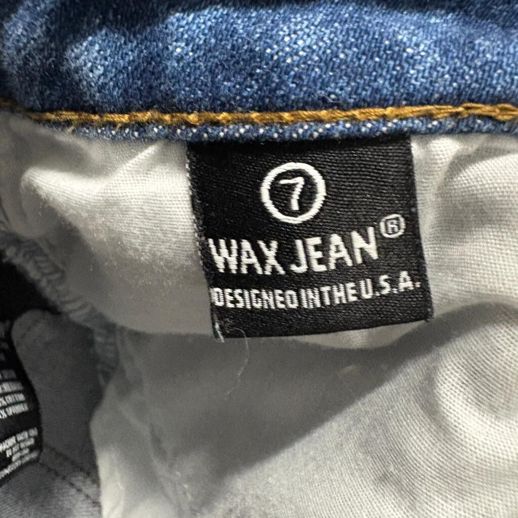Wax Jean Butt I Love You Skinny Jeans Womens Size 7 Medium Wash Distressed Denim