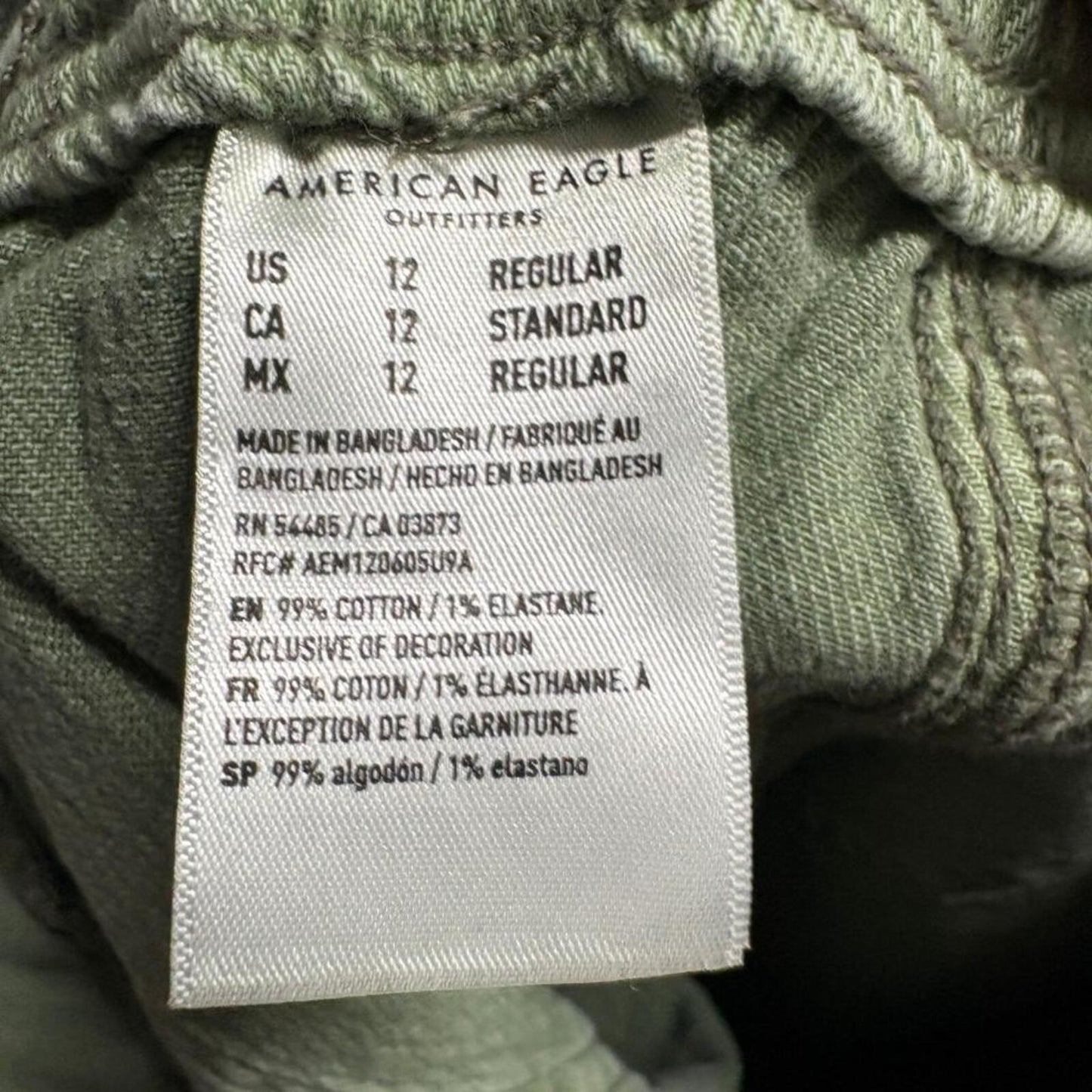 American Eagle Jogger Pants Womens 12 Regular Green Denim Stretch Elastic Waist