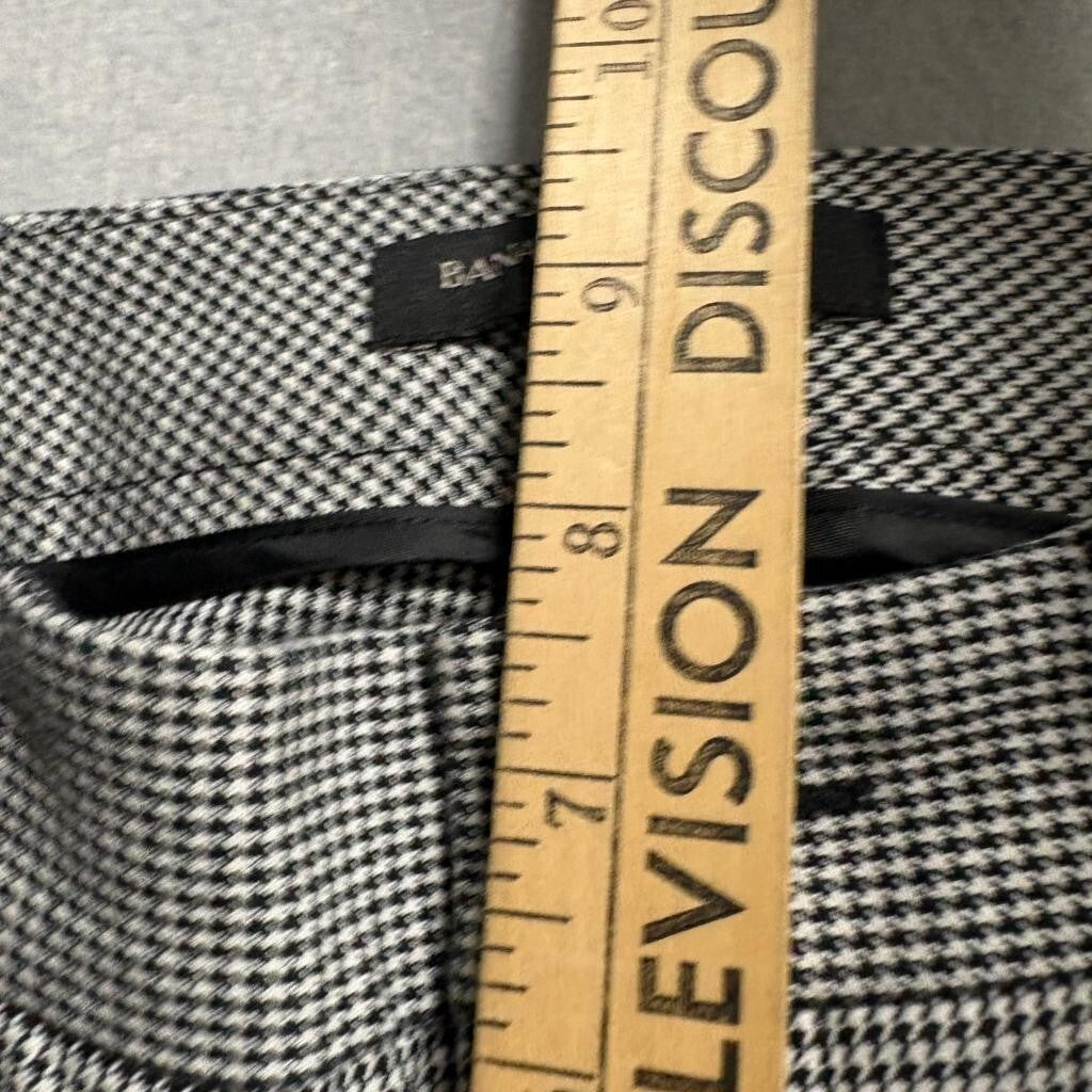 Banana Republic Sloan Pants Womens 2P Black White Houndstooth Raw Hem Crop