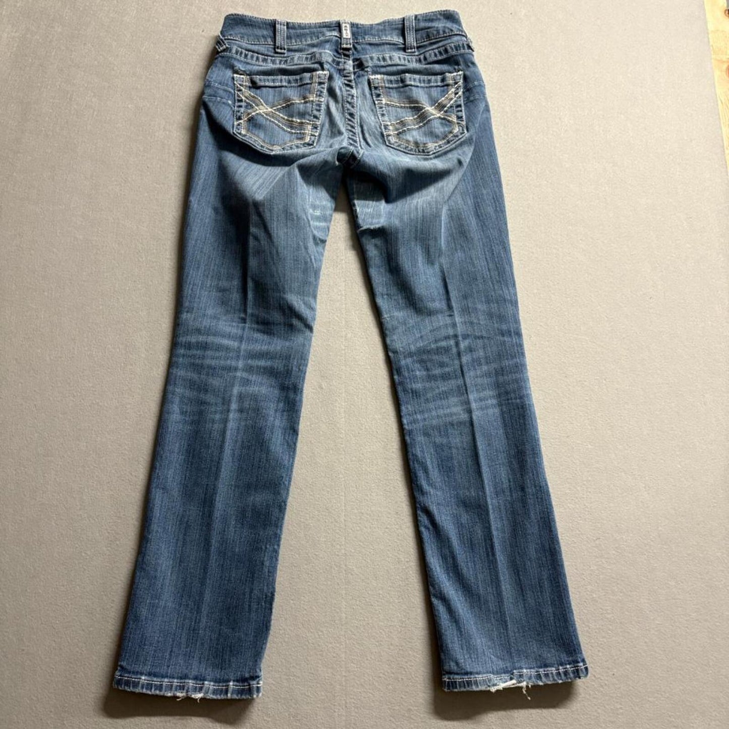 Ariat Real Denim Womens Jeans Size 29S Blue Bootcut Mid Rise Stretch Distressed