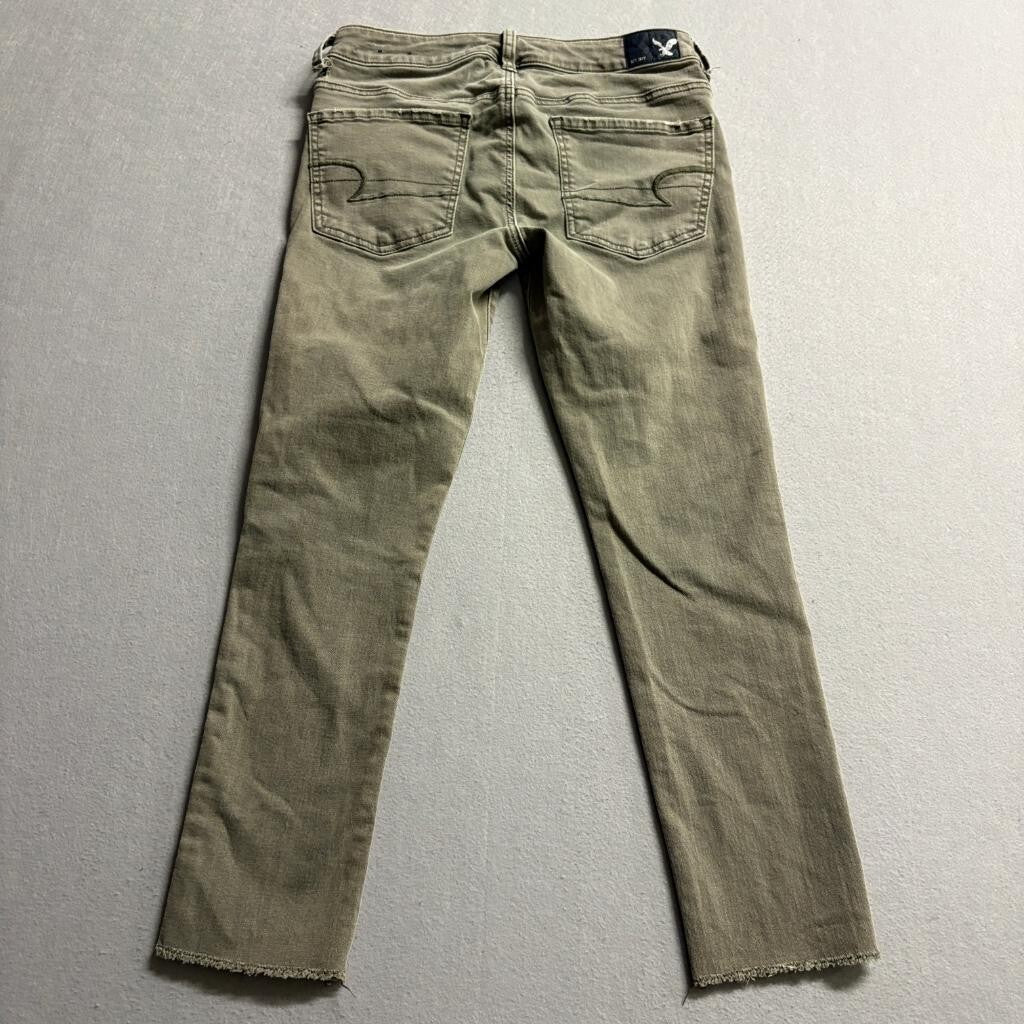American Eagle Super Super Stretch Legging Crop Jeans Womens Size 6 Olive Green