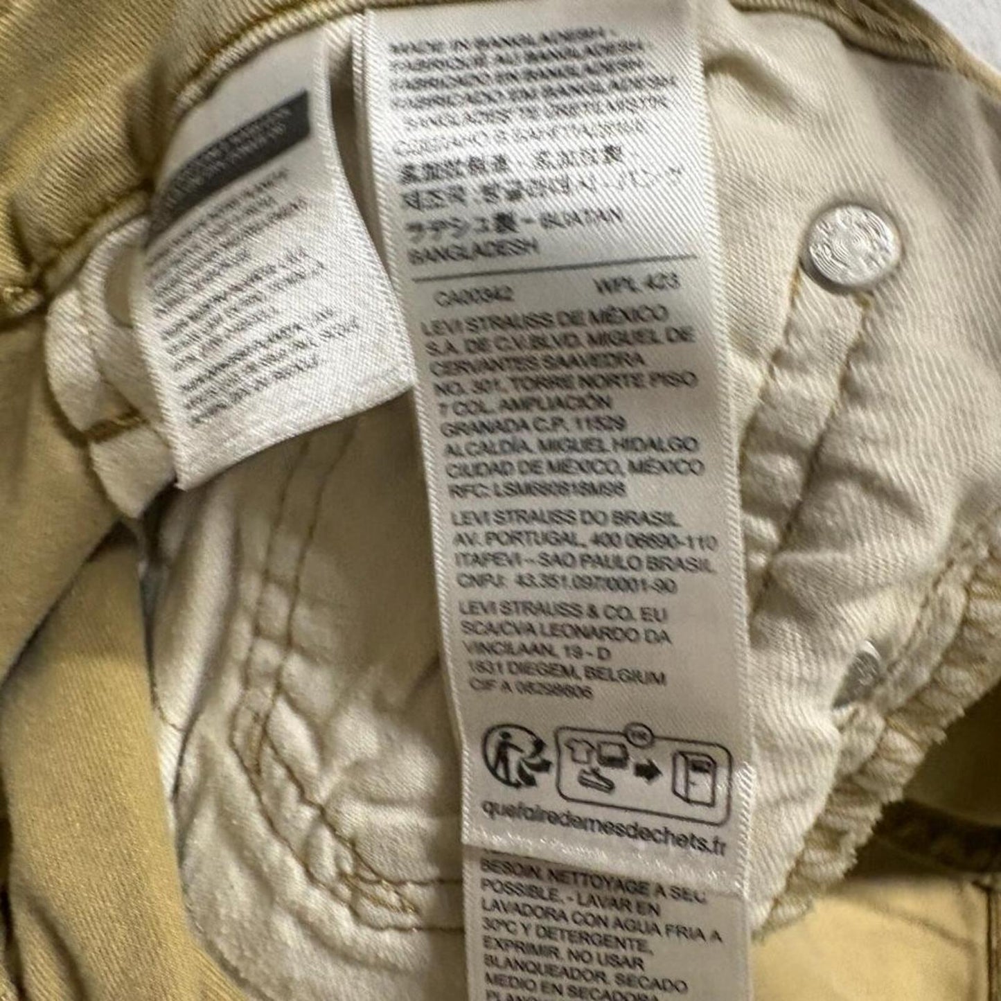 Levis 511 Slim Fit Pants Mens 29x32 Brown Khaki Cotton Blend Stretch Chino