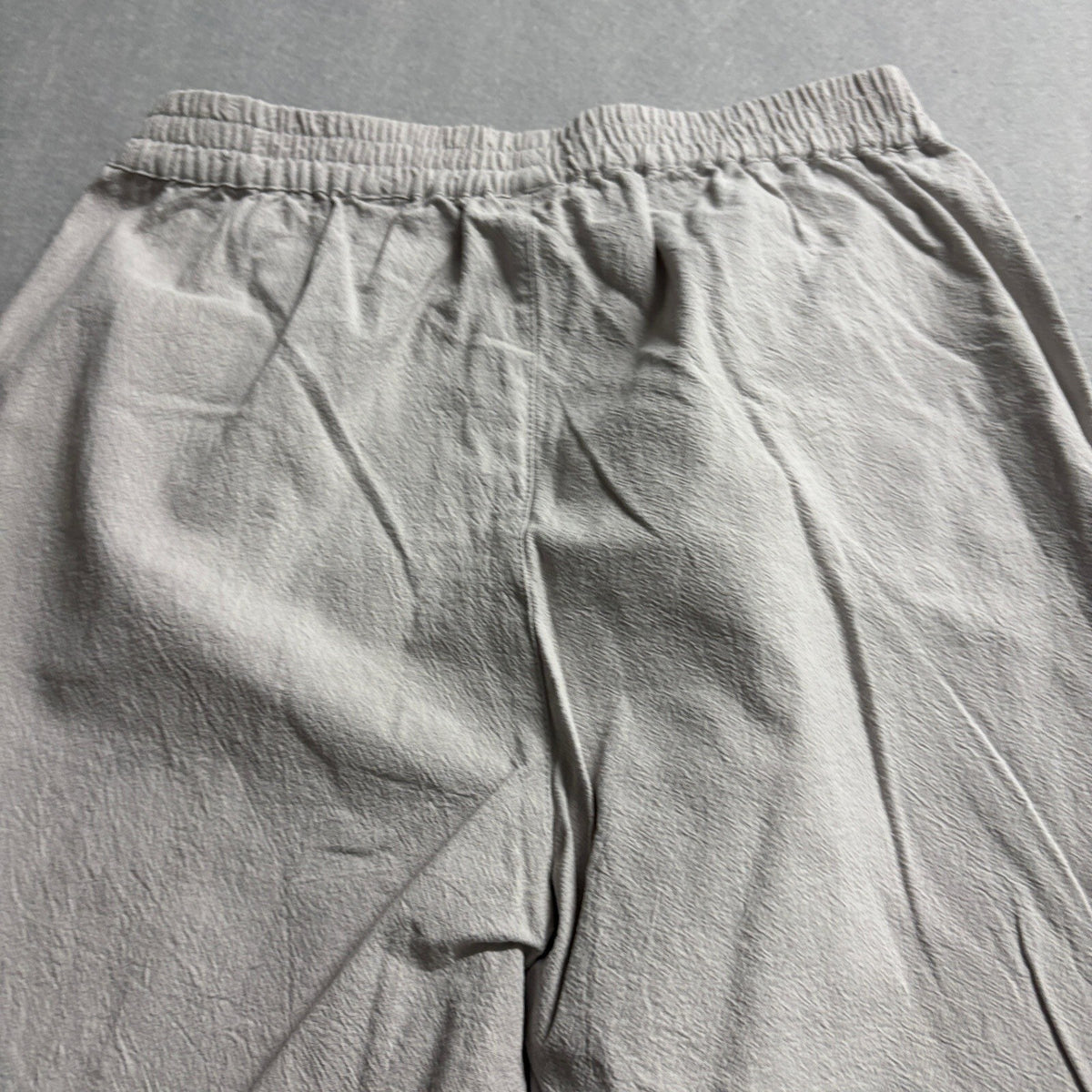 Ecupper Womens Cotton Wide Leg Pants Large Gray Elastic Waist Cropped Boho
