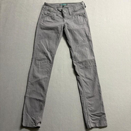 Attrattivo Gray Skinny Jeans Womens Size 27 Low Rise Stretch Embroidered Pockets