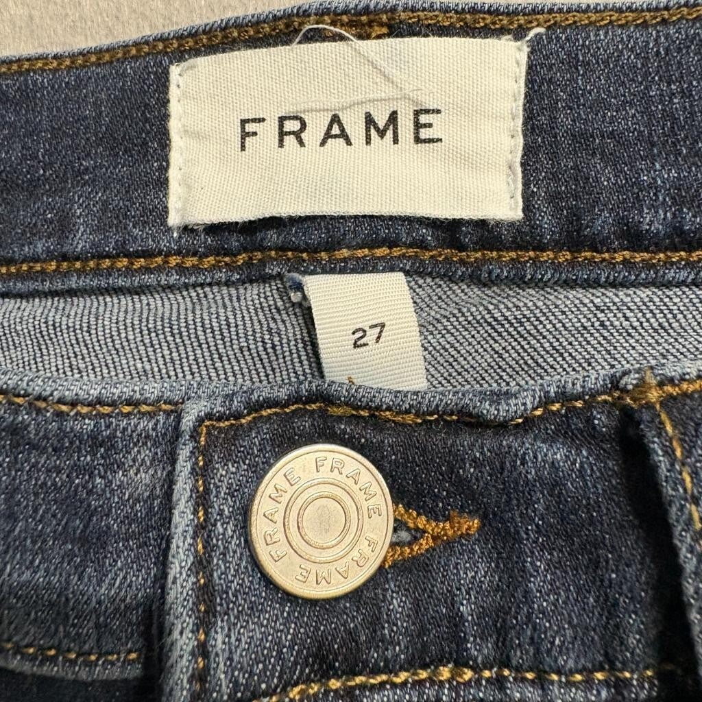 FRAME Le Garcon Crop Jeans Womens 27 Blue Denim Distressed Slim Boyfriend
