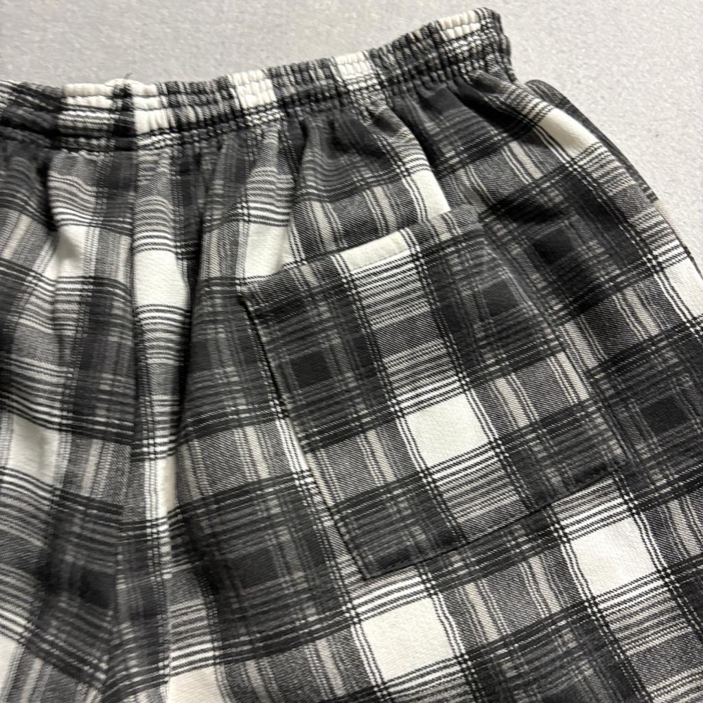 Vintage Ikstar Plaid Fleece Shorts Mens XL Black White Made in USA Drawstring