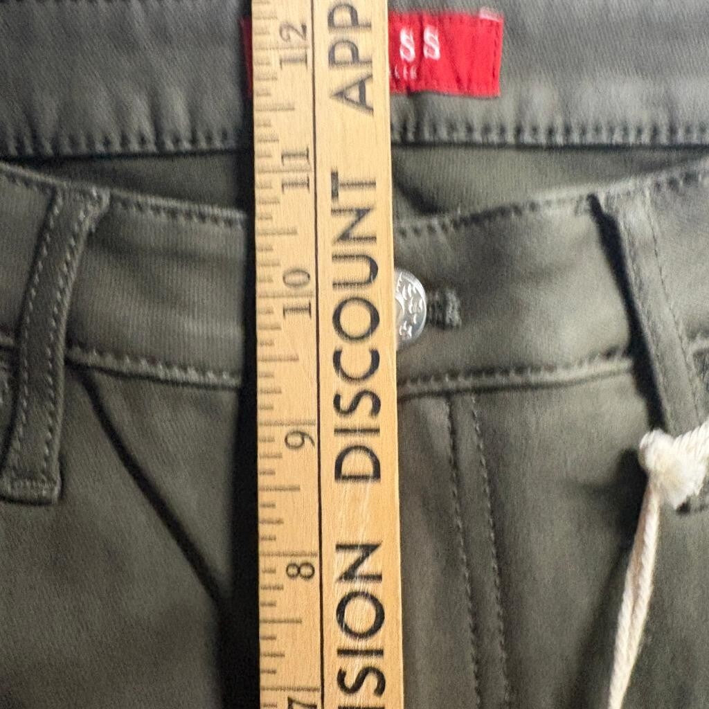 Guess Jayden Mid Rise Skinny Jeans Womens 31x28 Olive Green Coated Stretch Denim