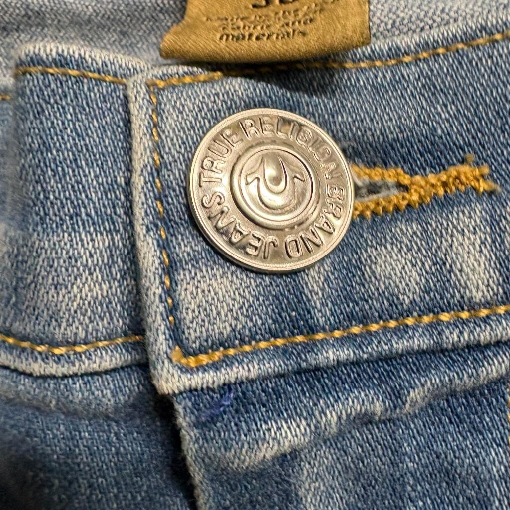 True Religion Audrey Slim Boyfriend Jeans Womens Size 30 Blue Denim Stretch USA
