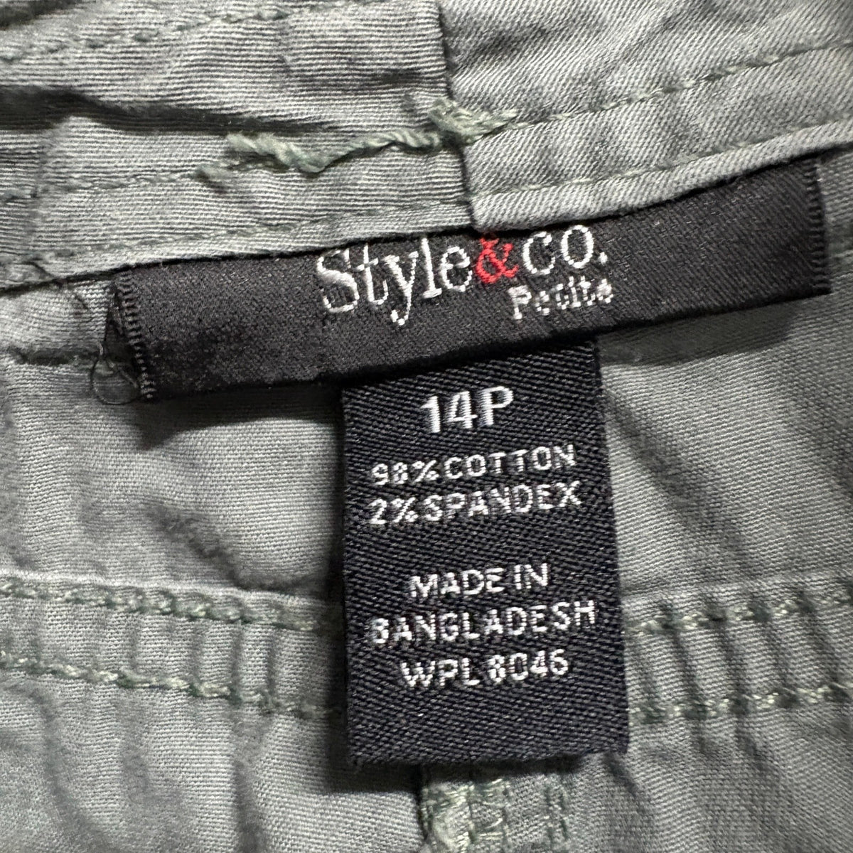 Style & Co Petite Cargo Pants Womens 14P Green Capri Cropped Drawstring Hem