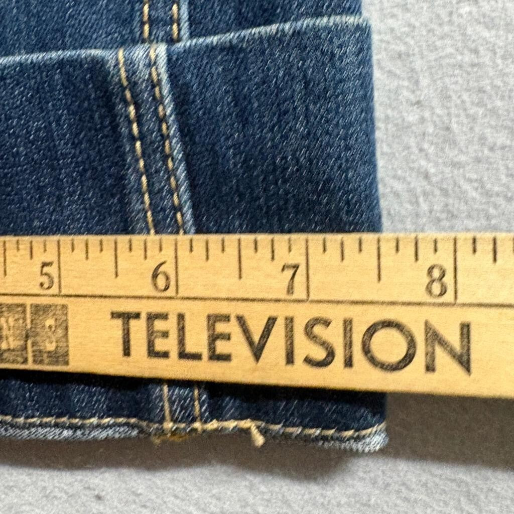 Seven7 Cuffed Crop Jeans Womens Size 32 Blue Denim Stretch Straight Leg