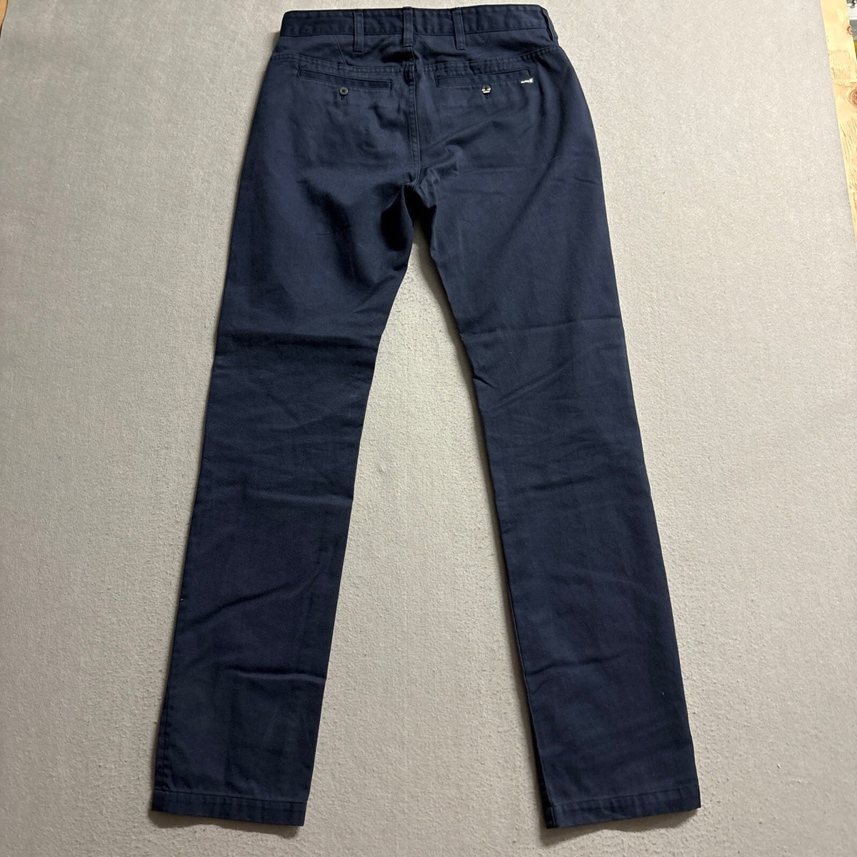 Hurley Chino Pants Mens 28x29 Blue Straight Leg Casual Flat Front Chinos Slacks