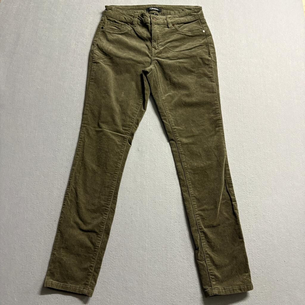 d.jeans Womens Corduroy Pants Size 6 Olive Green Cotton Blend Stretch Straight