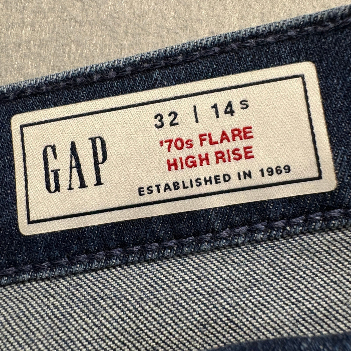 Gap 70s Flare High Rise Cargo Jeans Womens Size 32 14 Short Blue Stretch Denim