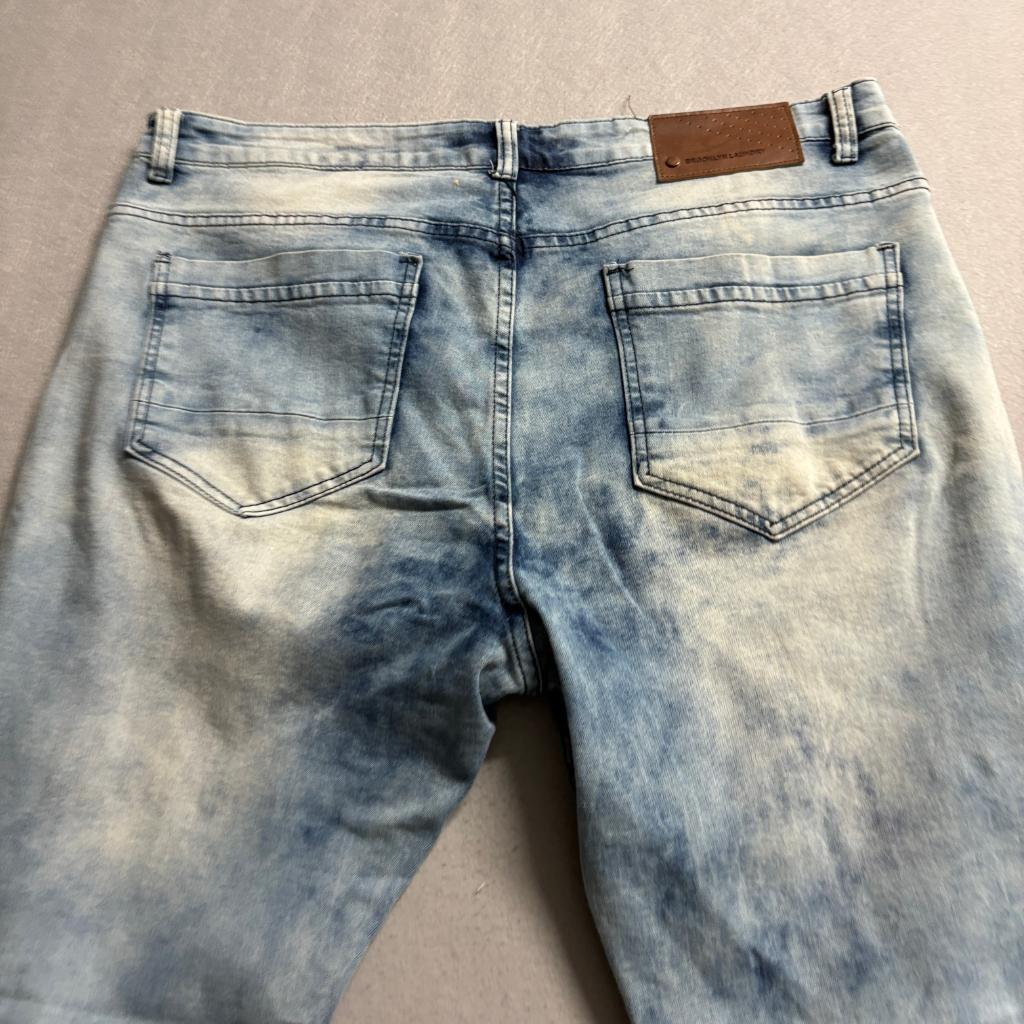 Brooklyn Laundry Jeans Mens 36x32 Light Wash Acid Bleach Distressed Stretch