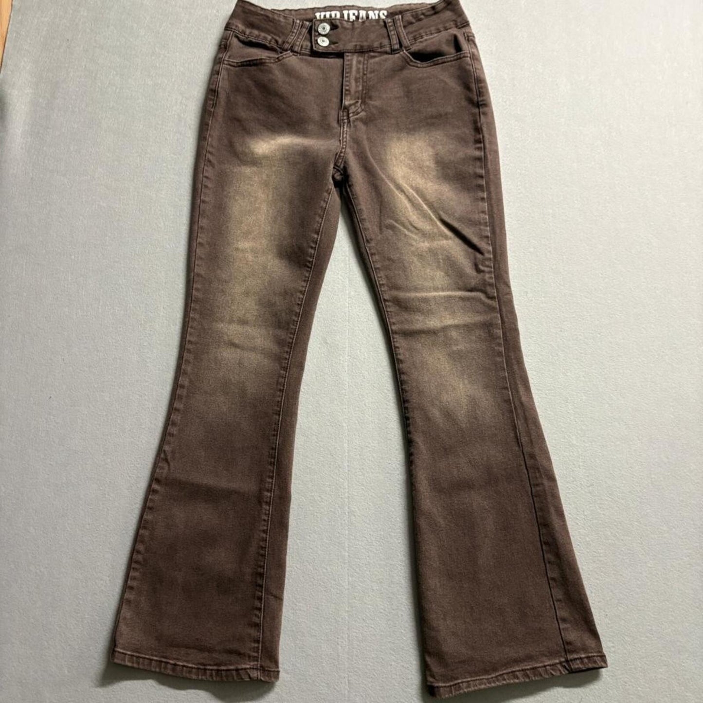 VIP Jeans Womens Size 13/31 Brown Flare Stretch Denim Pants High Rise Y2K Style