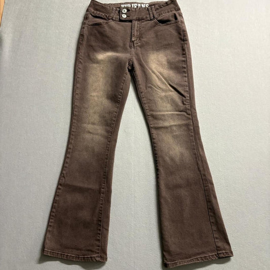 VIP Jeans Womens Size 13/31 Brown Flare Stretch Denim Pants High Rise Y2K Style