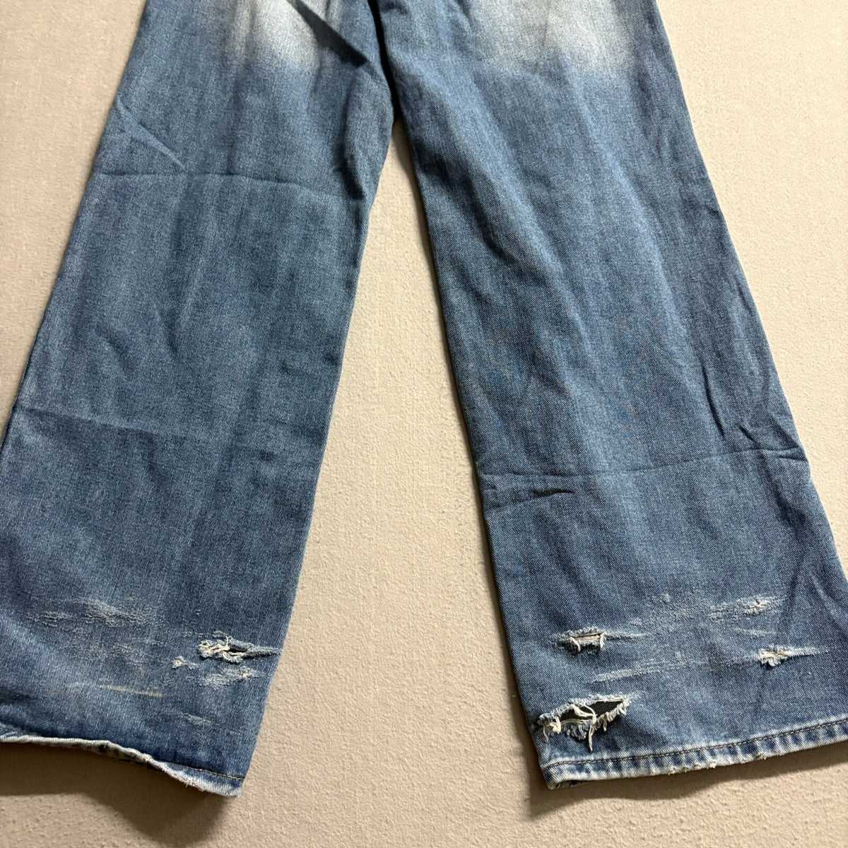 TRTR Wide Leg Jeans Womens Size 0 Blue Denim High Rise Distressed Hem Y2K