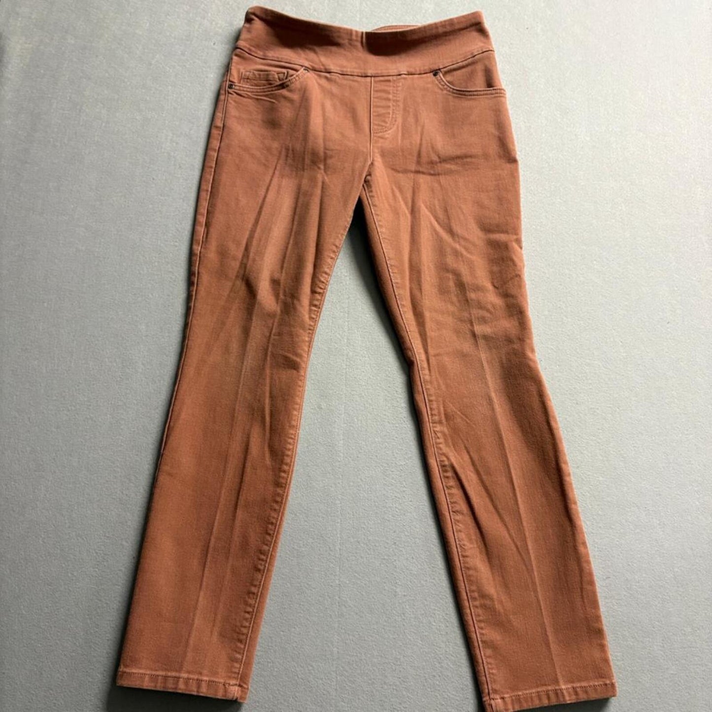Lee Sculpting Slim Fit Slim Leg Pants Womens 8 Short Brown Pull On Stretch