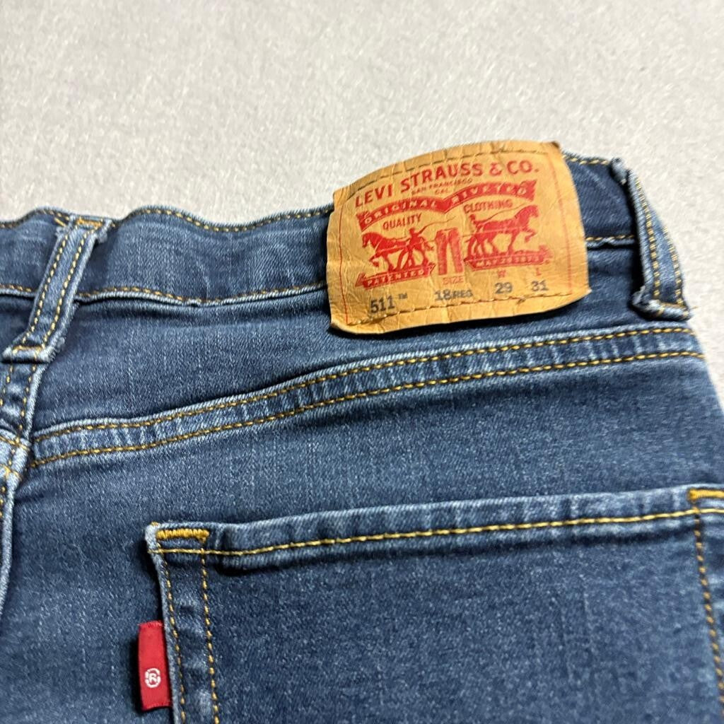 Levi's 511 Slim Jeans Boys Size 18 Reg Blue Denim Adjustable Waist 29x31