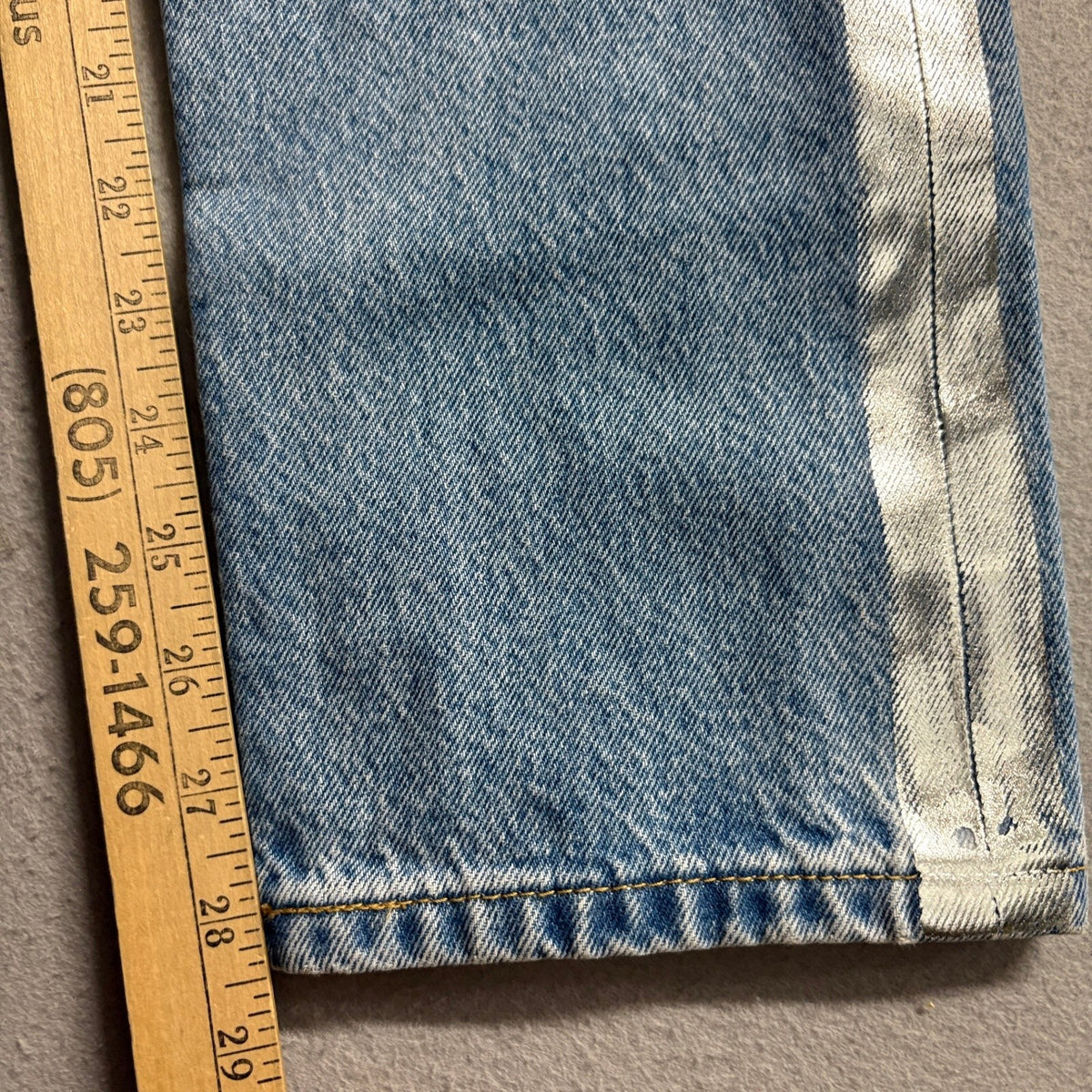 Levi's 501 Original High Rise Straight Leg Jeans Womens 24 x 30 Silver Stripe