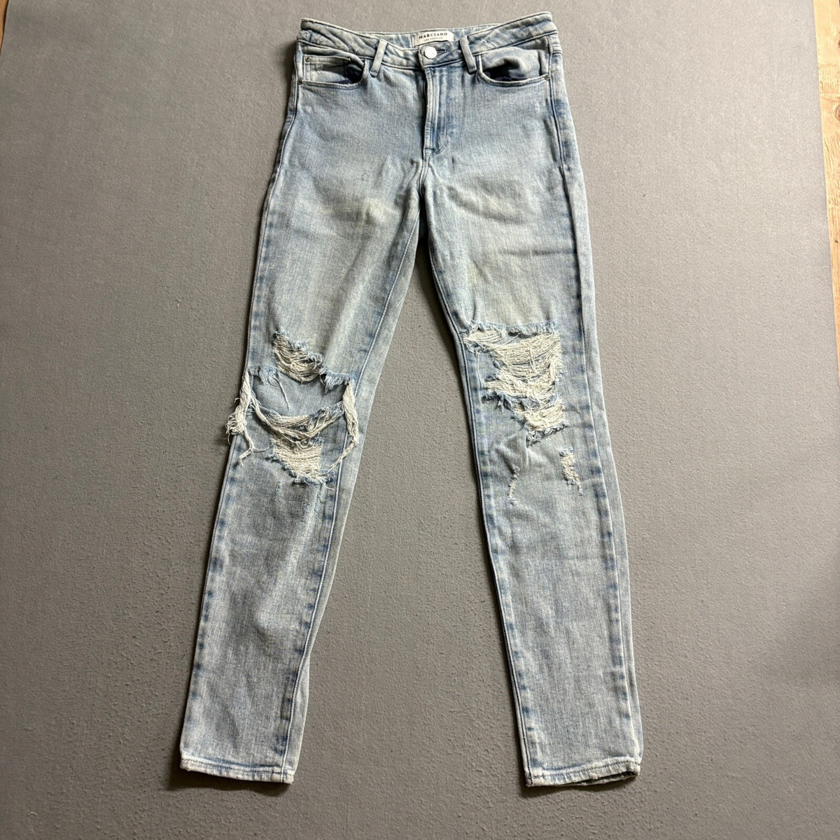 Marciano Los Angeles Stiletto No 97 Distressed Skinny Jeans Womens 26 Blue USA