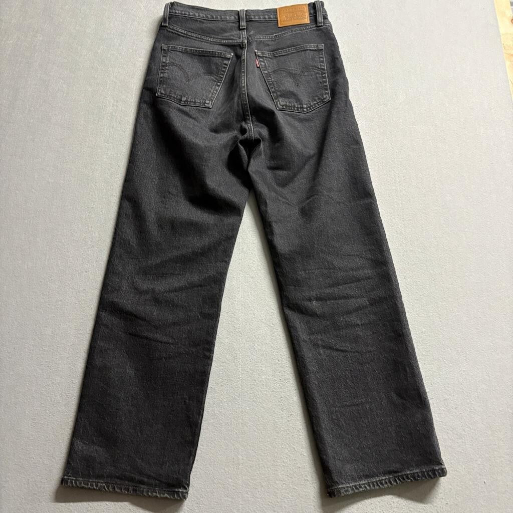 Levi's Premium Ribcage Straight Ankle Jeans Womens 28 Black Denim High Rise