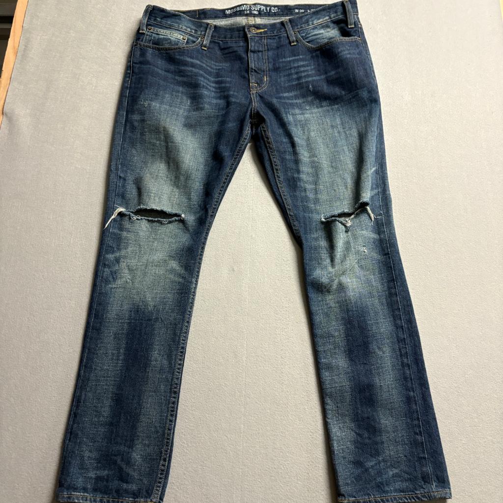 Mossimo Supply Co Mens Slim Fit Distressed Jeans Size 38x32 Blue Denim Ripped