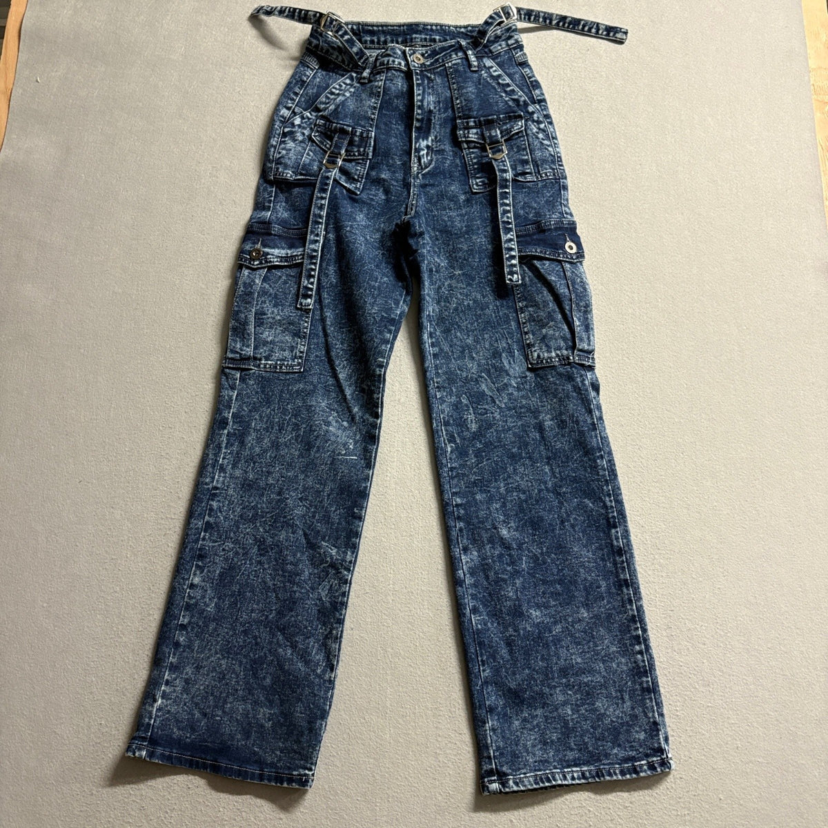 Republic Denim Jeans Womens Small Blue Acid Wash Cargo Utility High Rise Pants