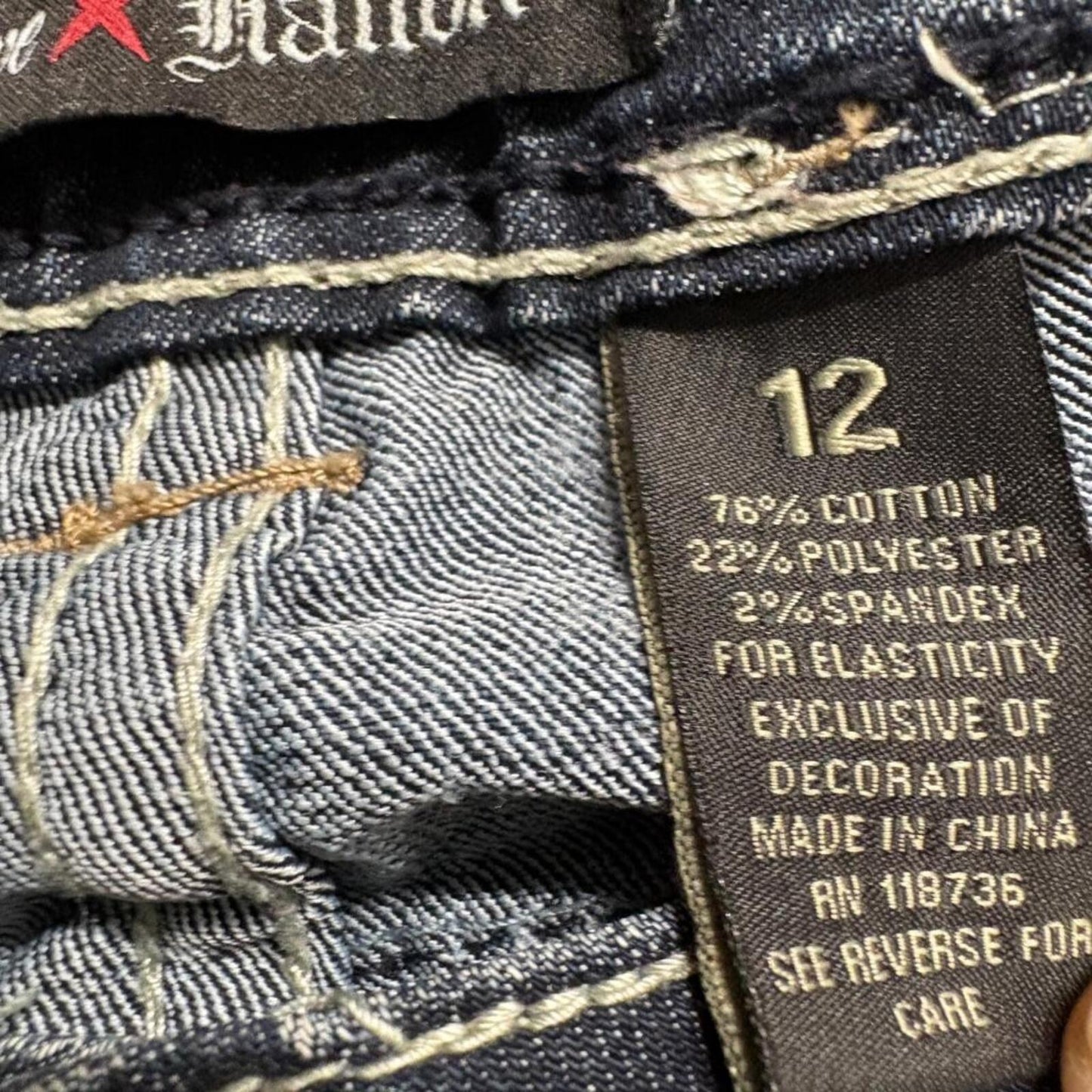 Love Nation Jeans Womens 12 Blue Denim Bootcut Thick Stitch Embroidered Pockets