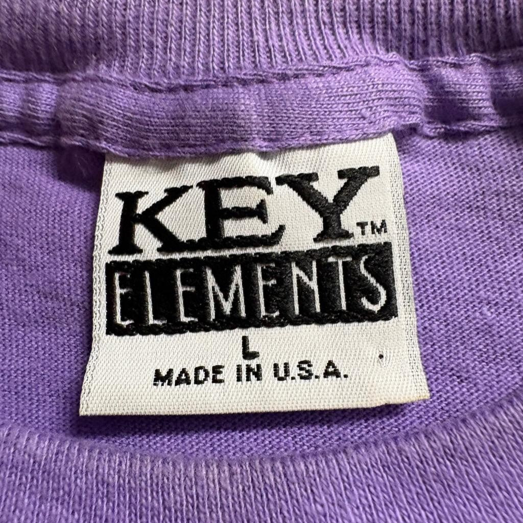 Vintage Key Elements Purple Pocket T-Shirt Mens Large 100% Cotton Made in USA