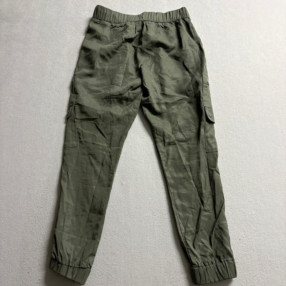 Banana Republic Petite XXS Cargo Jogger Pants Olive Green Lyocell Elastic Waist