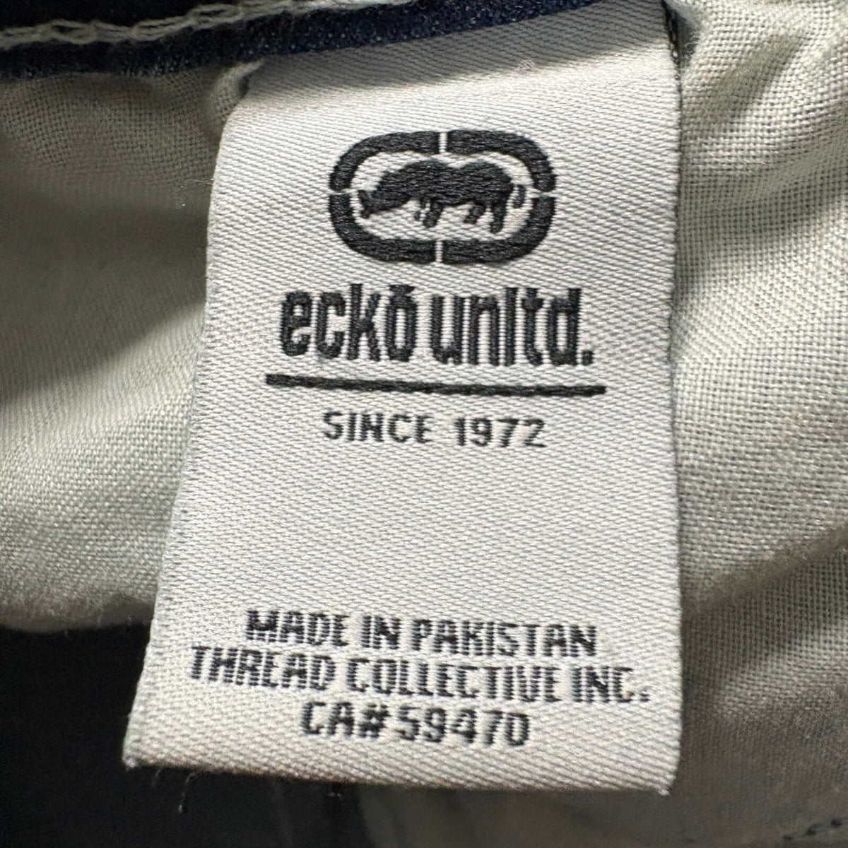 Ecko Unltd Mens Skinny Fit Stretch Blue Denim Jeans Size 36x30 Y2K Rhino Patch