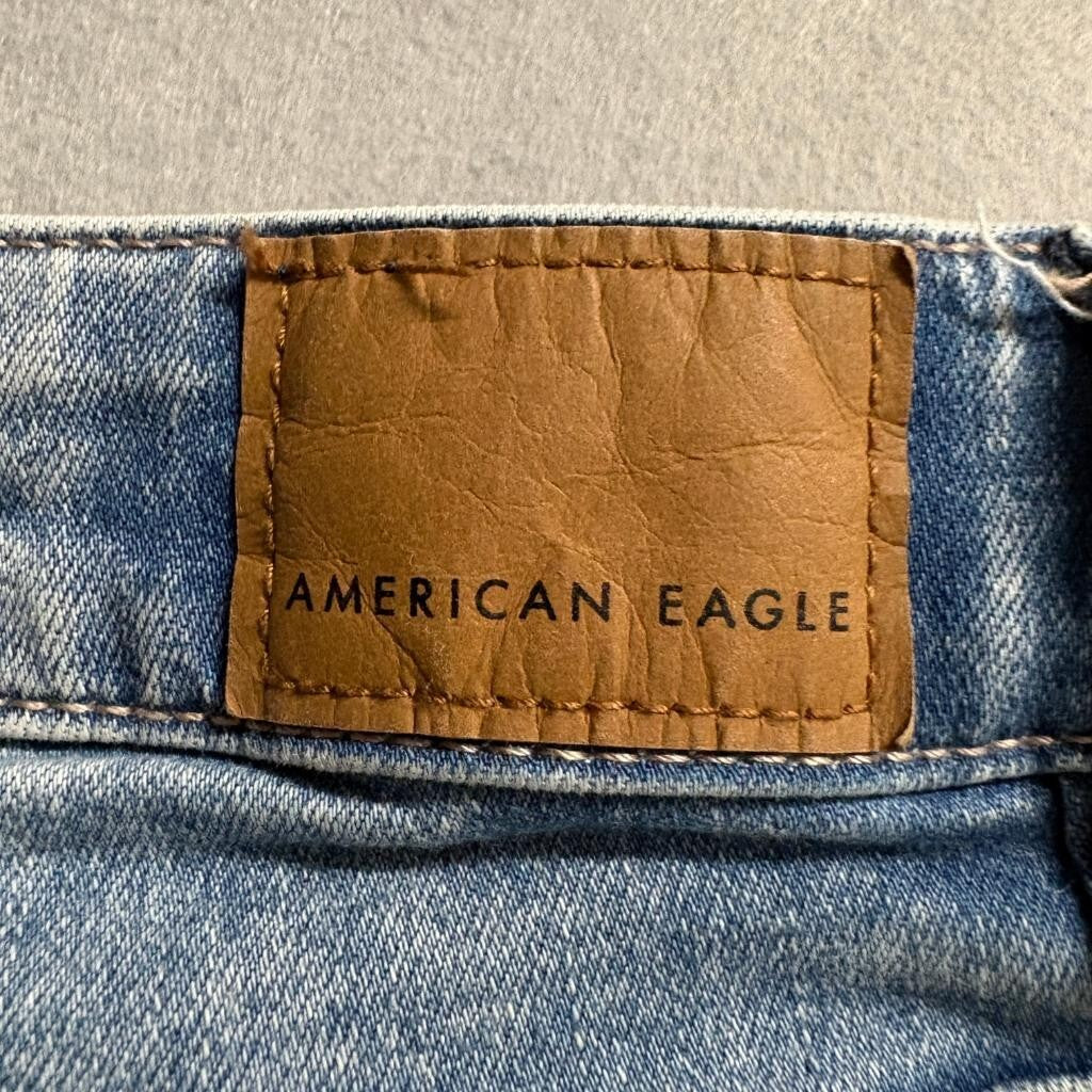 American Eagle Super Hi-Rise Flare Jeans Womens 00 Next Level Stretch Distressed