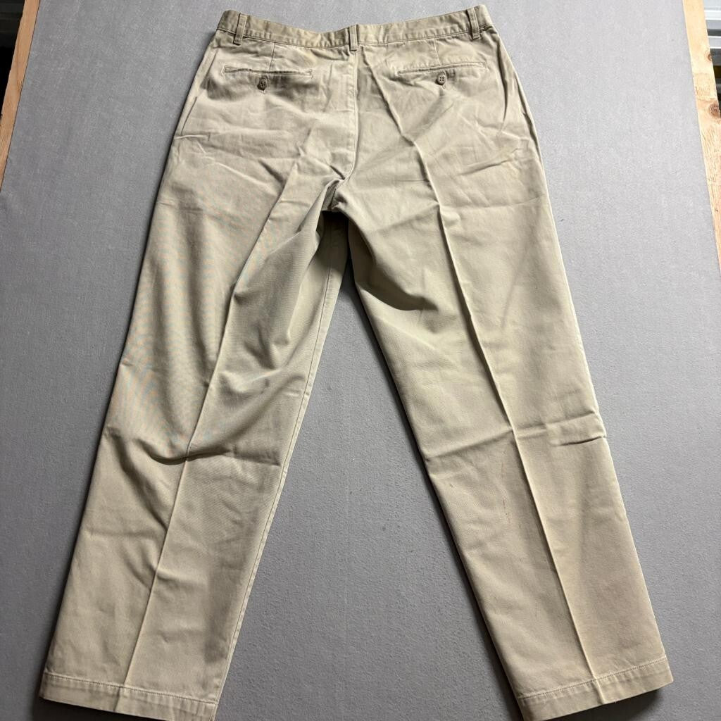 Merona Mens Chino Pants 38x32 Beige Khaki Cotton Flat Front Straight Leg