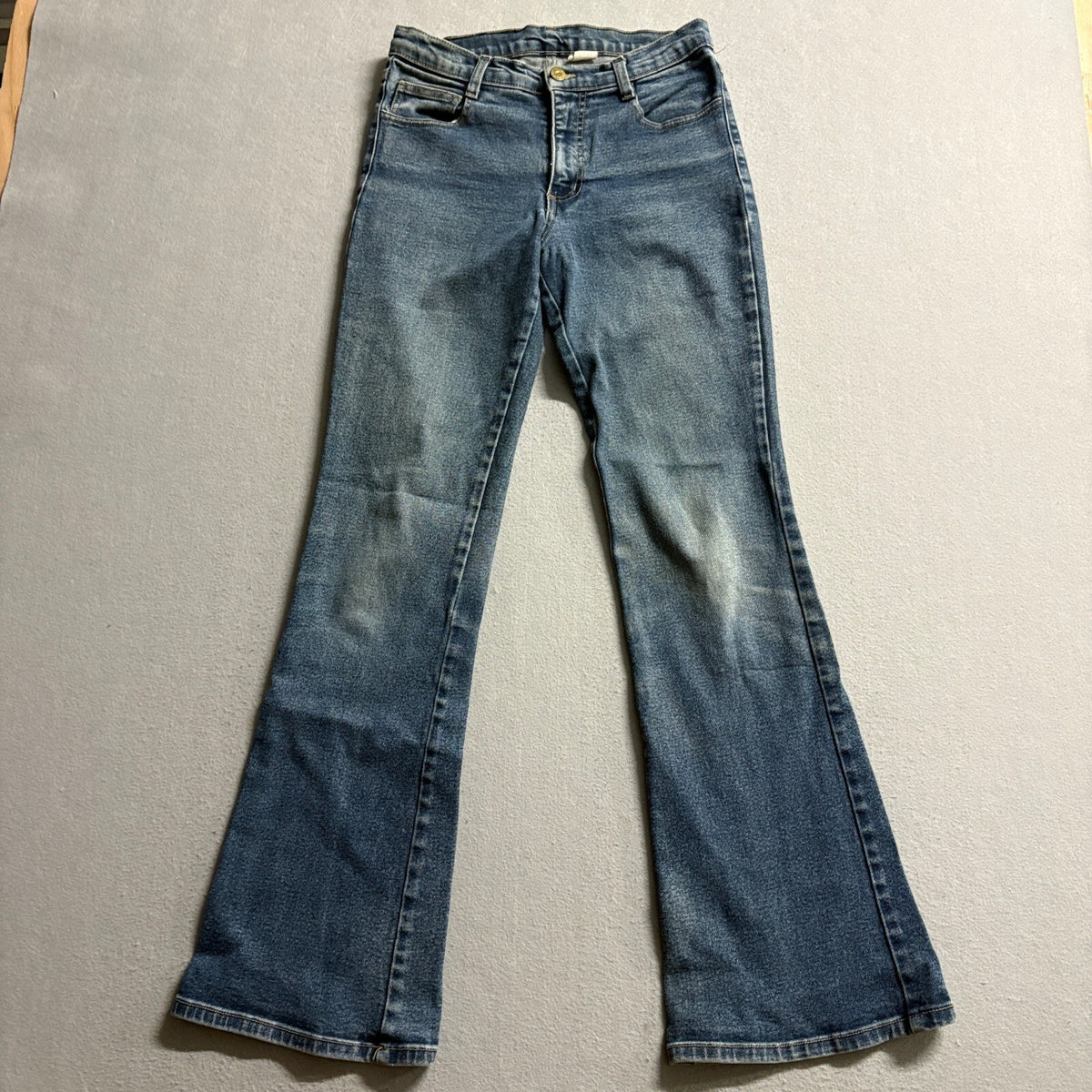 Nissi USA Womens Flare Jeans Blue Medium Wash High Rise Denim Size 28