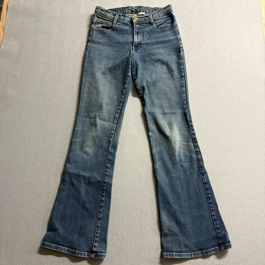 Nissi USA Womens Flare Jeans Blue Medium Wash High Rise Denim Size 28
