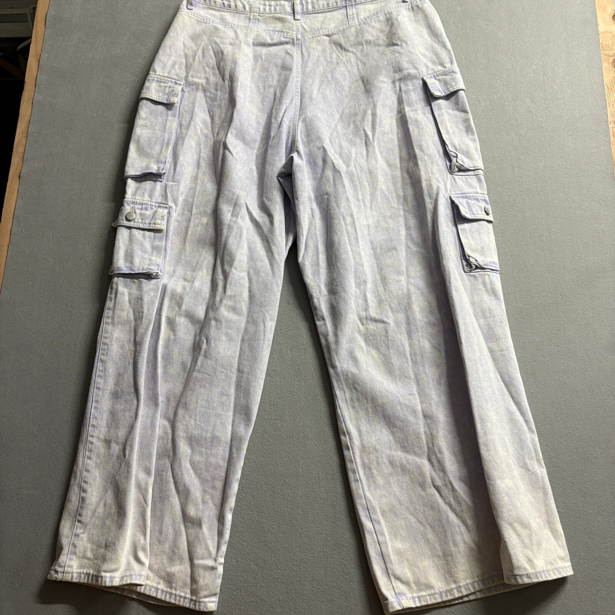 Fashion Nova Lily High Rise Cargo Jeans Womens Plus Size 18 Lavender Denim Pants