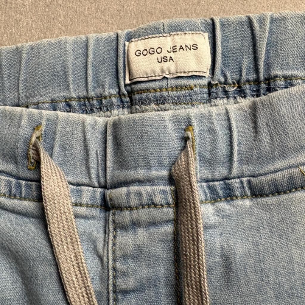 Gogo Jeans Womens Size 13/14 Light Wash Denim Joggers Elastic Waist Drawstring