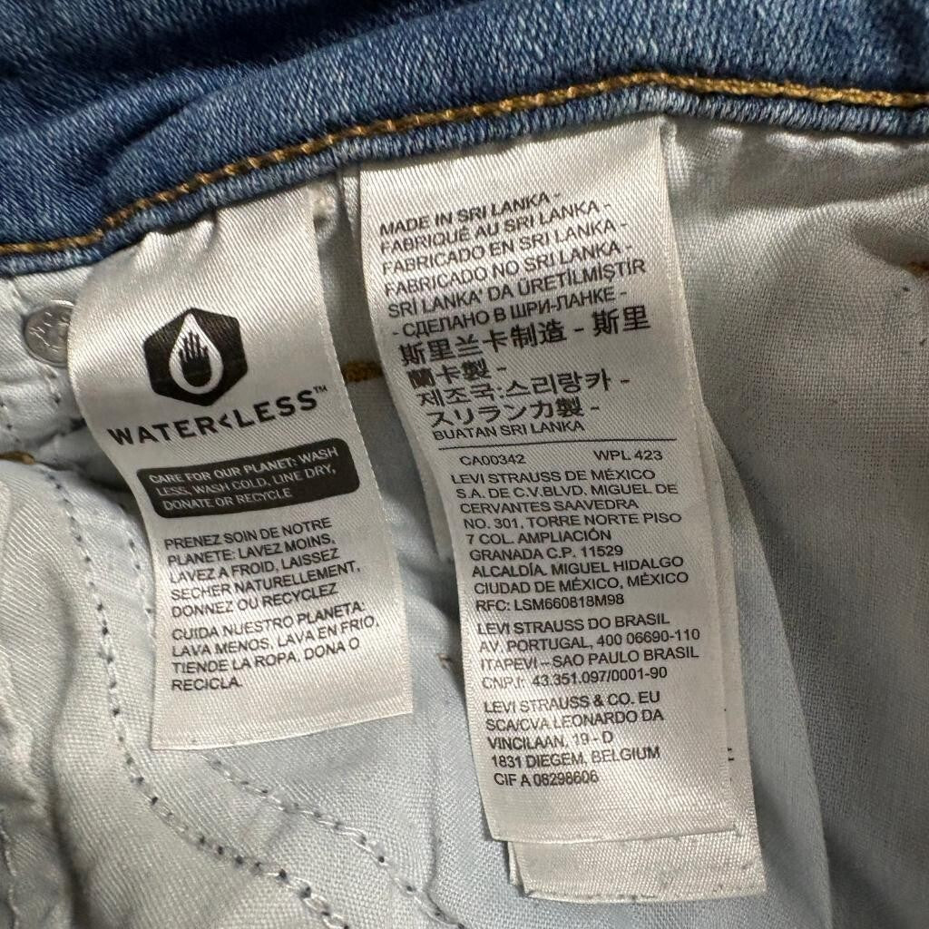 Levi's 721 High Rise Skinny Jeans Womens Size 33 Distressed Blue Denim