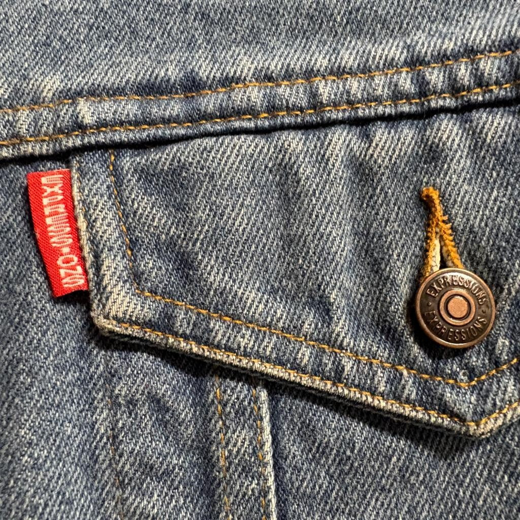 Expressions International Denim Jacket Womens Large Blue Cotton Trucker Vintage