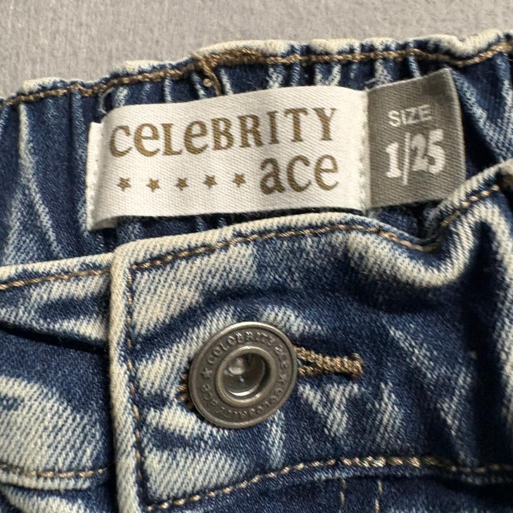 Celebrity Pink Ace Girls Jeans Size 10 Acid Wash Cargo Pocket Raw Hem Denim