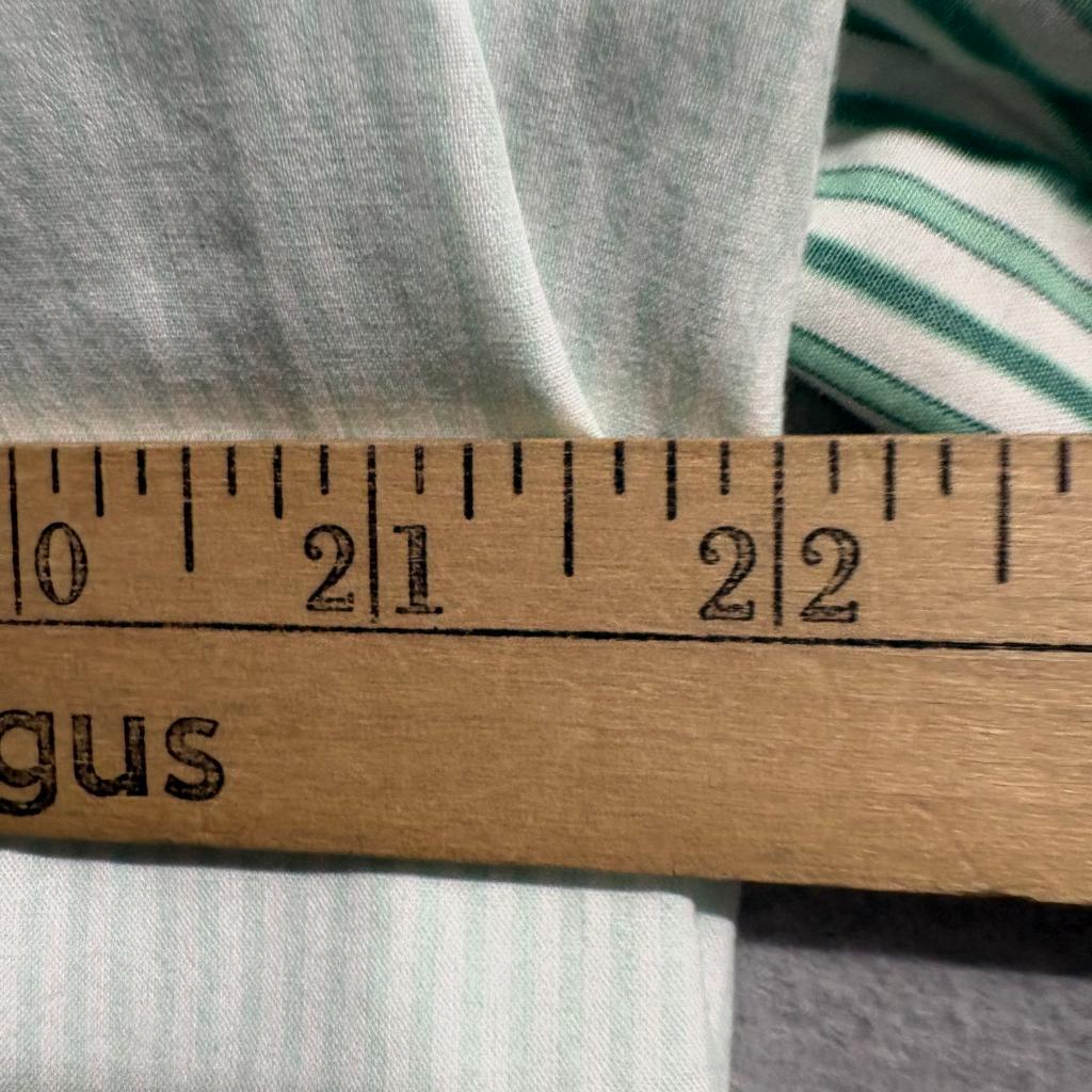 American Eagle Button Up Shirt Womens XS Green White Striped Cotton Long Sleeve