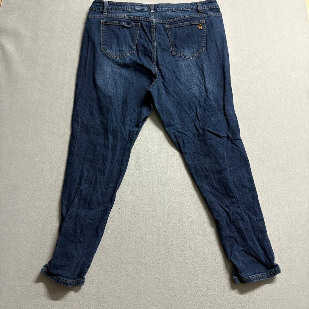 VIP Jeans Womens Size 17 18 Distressed Ripped Skinny Denim Blue Stretch Plus